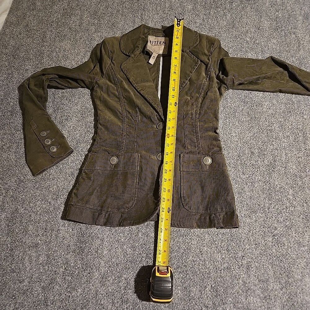 BITTEN Sarah Jessica Parker Corduroy Blazer Jacket Womens XS Green 2-Button - Picture 8 of 10